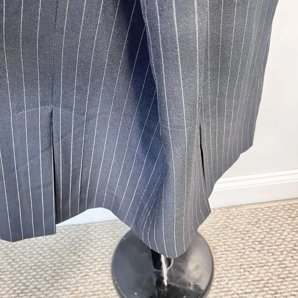 Kasper Skirt Plus size 16W Black White Pinstripe Knee Kick Pleats Career Suit